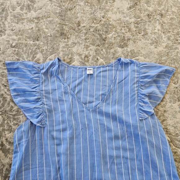 Old Navy Blue Striped Flutter Sleeve Top - Picture 4 of 4